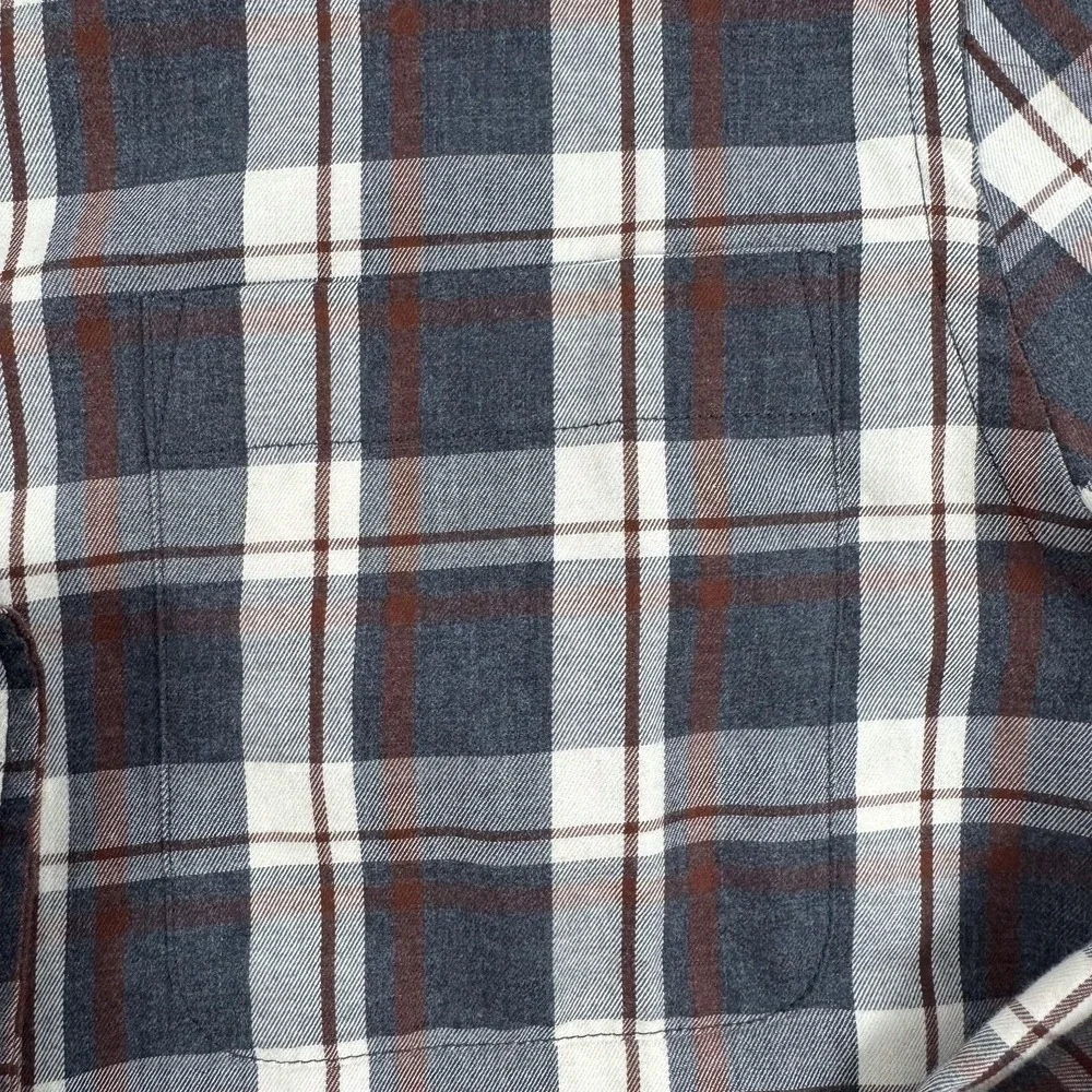 Banana Republic Twill Shirt Mens Medium Gray Plaid Untucked Fit Office‎ NEW $60